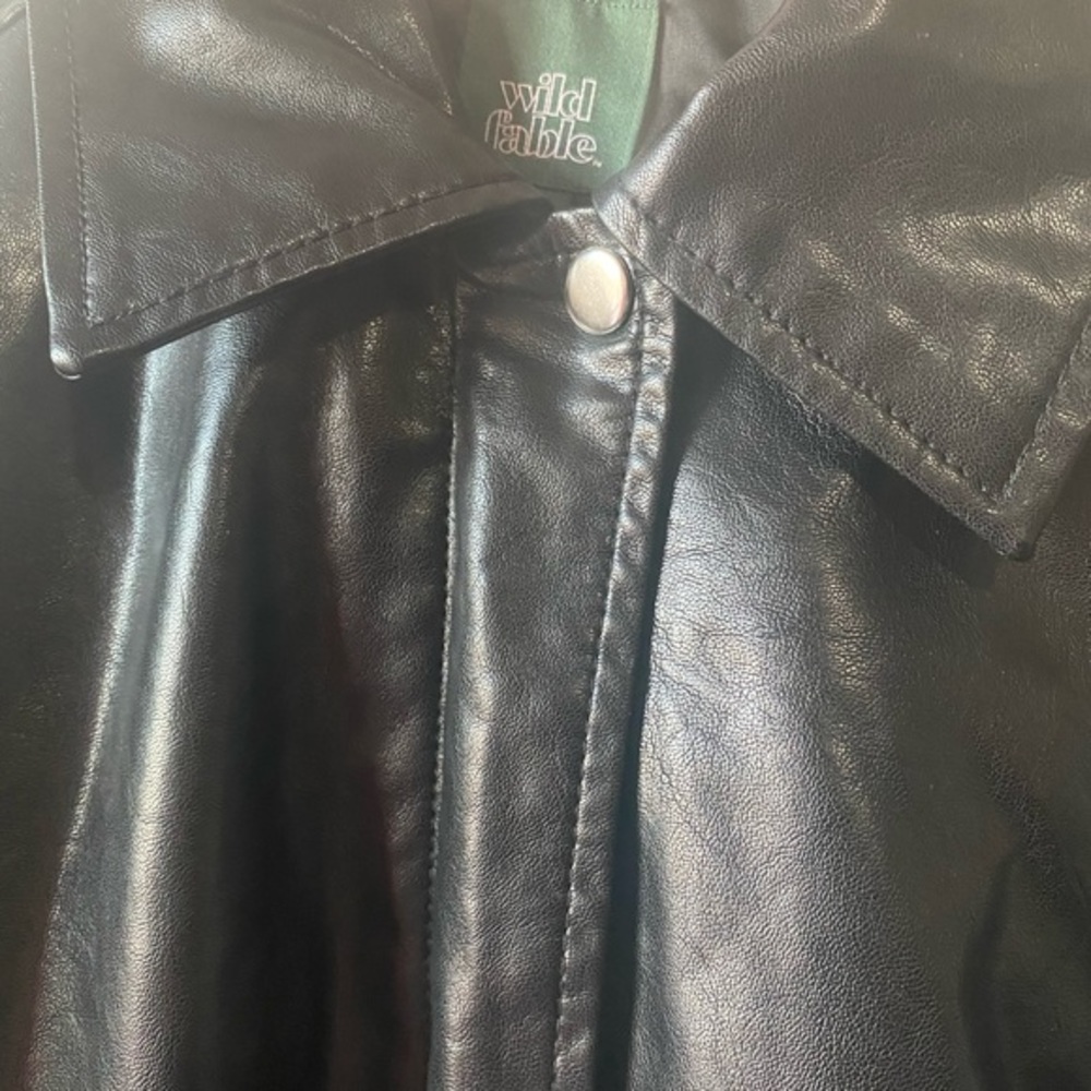 - Women's Faux Leather Bomber Jacket - Wild … - Picture 9 of 16